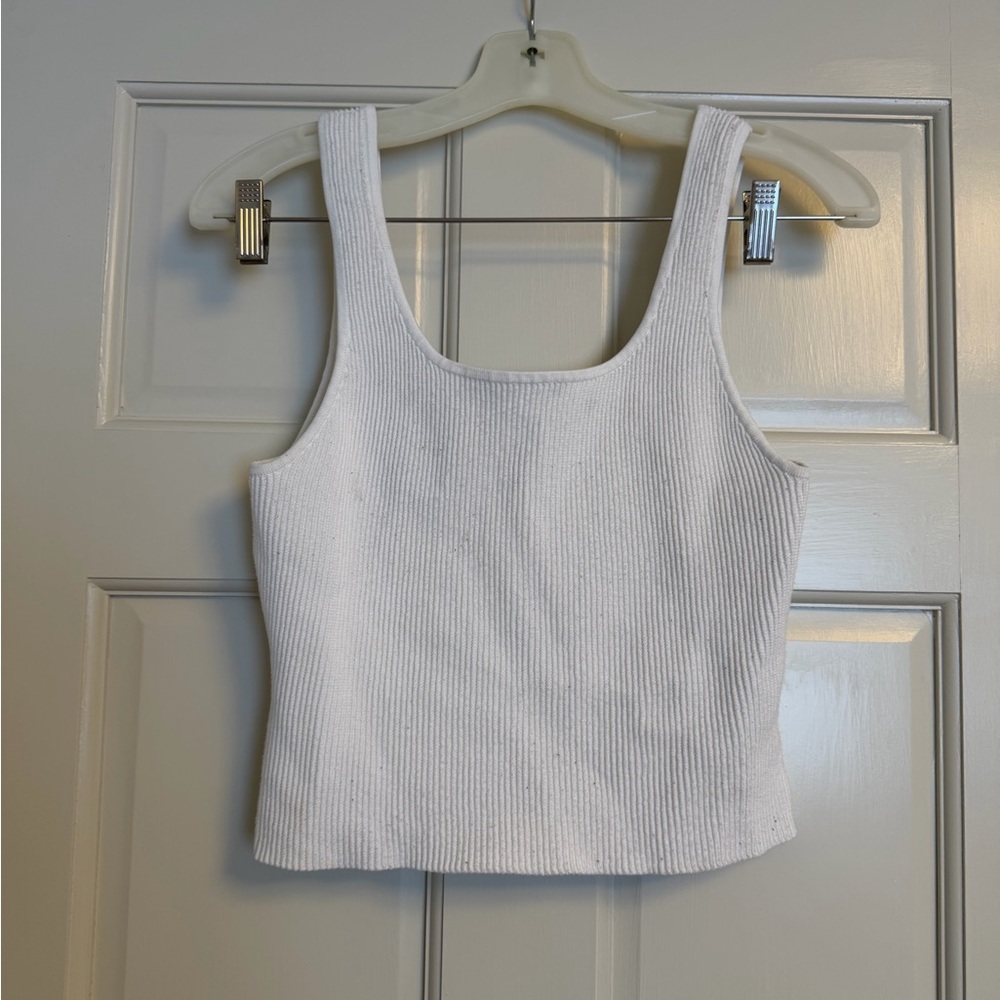 Quince White Ribbed Scoop Neck Tank